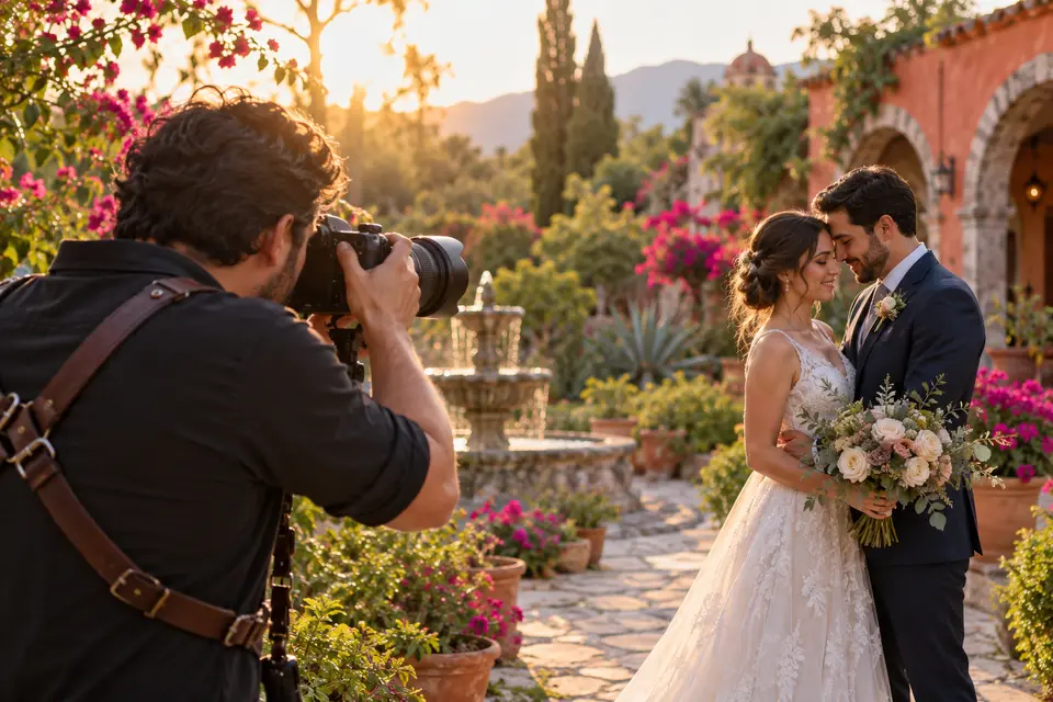 Fotógrafo en sesión profesional